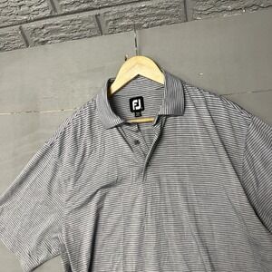 FootJoy Polo Shirt Mens Large Blue Gray Geometric Golf Stretch Performance Light